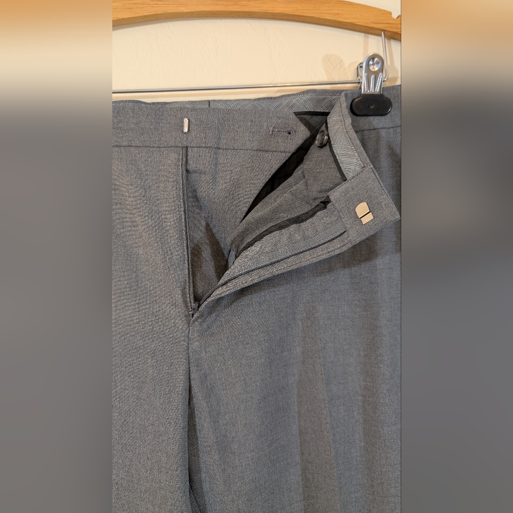 Murano Men's Evan Extra Slim Fit Flat Front Grey Chino Dress Pants Tapered 40x30 - Picture 4 of 8